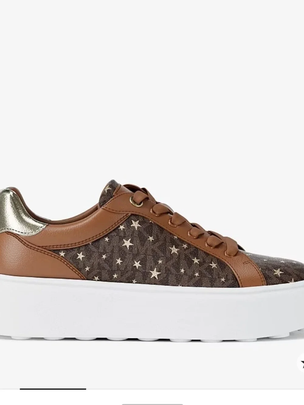 Michael Kors Romey Printed Signature Logo Sneaker in brown Stars Print Size 7.5